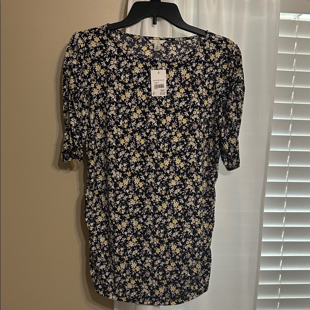 Floral Women's Top - Black and Yellow